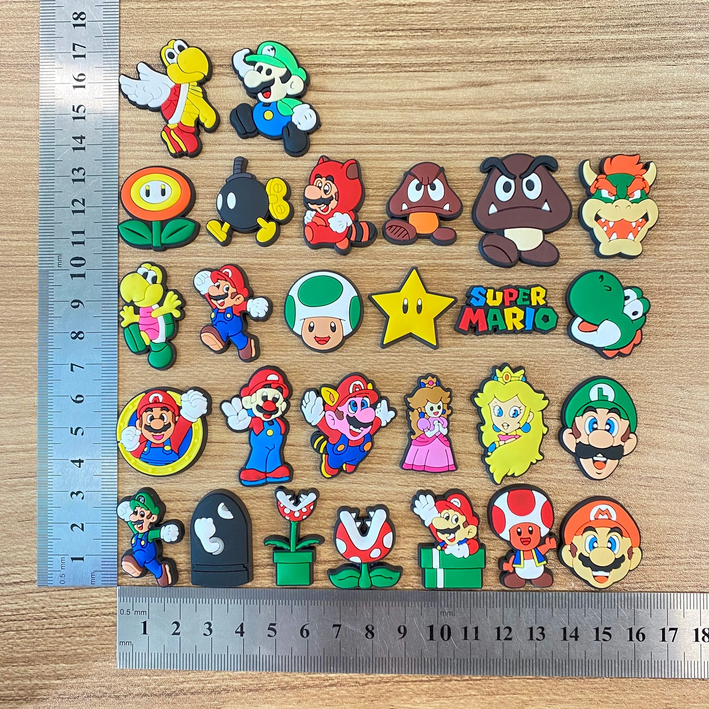 26pcs/set Shoe Charms DIY Mario Accessories For PVC Decorations Fit to Bubble Slides Sandals ﻿