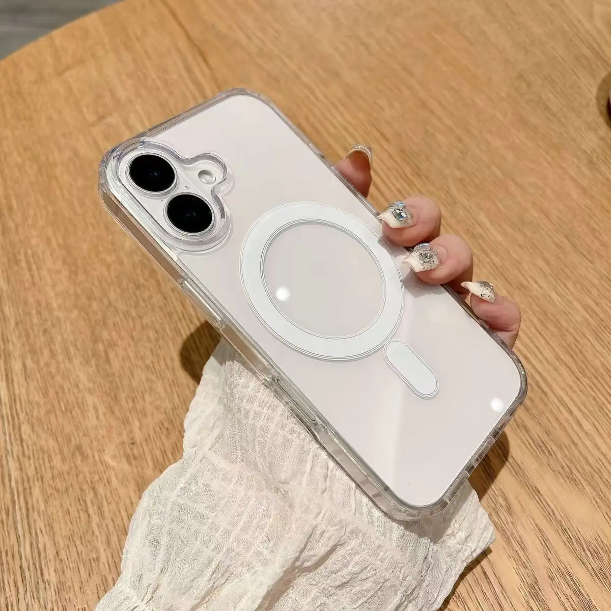 Magsafe Magnetic Clear Case for iphone 16 Plus 16 Pro Max Wireless Charge Fundas Shockproof Clear Back Cover Cases