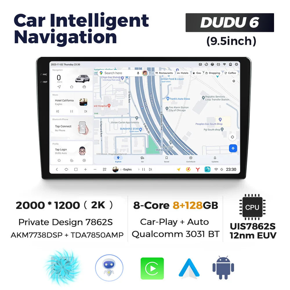 DUDUAUTO 9.5/10.36inch DUDU7 Android 13 Universal Carplay Multimedia Car Radio WIFI DSP TDA7708 12+512G Android-Auto Carplay