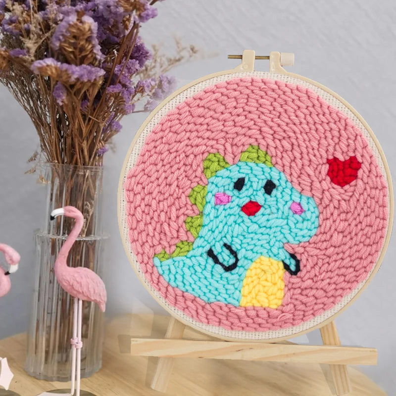 Punch Needle Embroidery Kits For Adults Scenery DIY Craft Yarns Embroidery Set for Beginner Cross Stitch Home Painting Decor