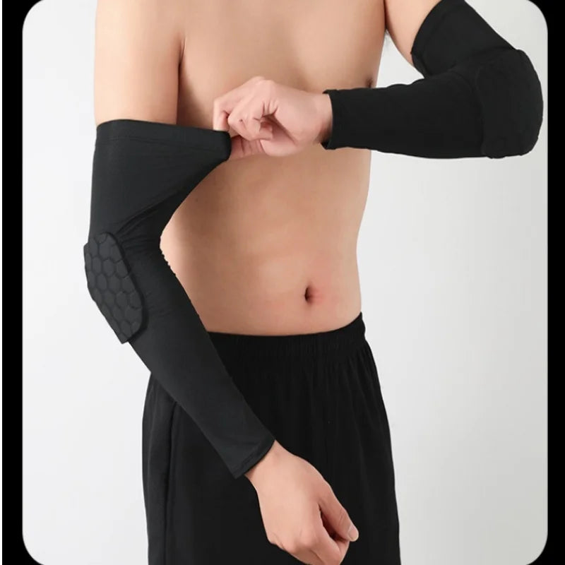 1pcs Honeycomb Anti-collision Arm Guard Fitness Running Training Basketball Guard Equipped With Breathable Sports Elbow Guard