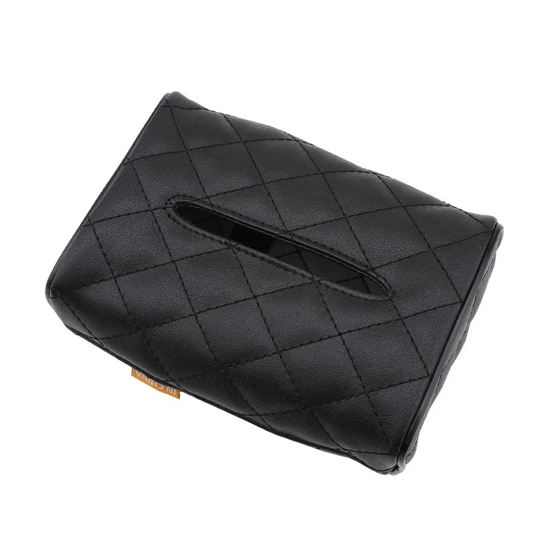 Solid Color Checkered Leather Wear-Resistant Tissue Box Car Seat Back Sunshade Hanging Tissue-Bag Buckle