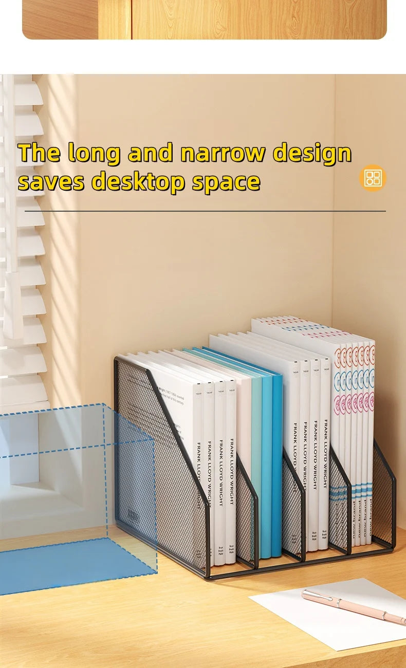 Metal File Rack Office Desk Shelf Standing Desktop File Folder File Box File Storage Box Data Rack Stationery Organizer File