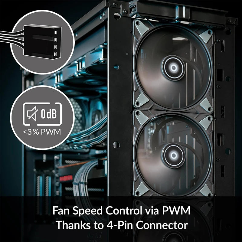ARCTIC P14 Max Black High-Performance 140mm Case Fan, PWM Controlled 400–2800 RPM, Optimised for Static Pressure