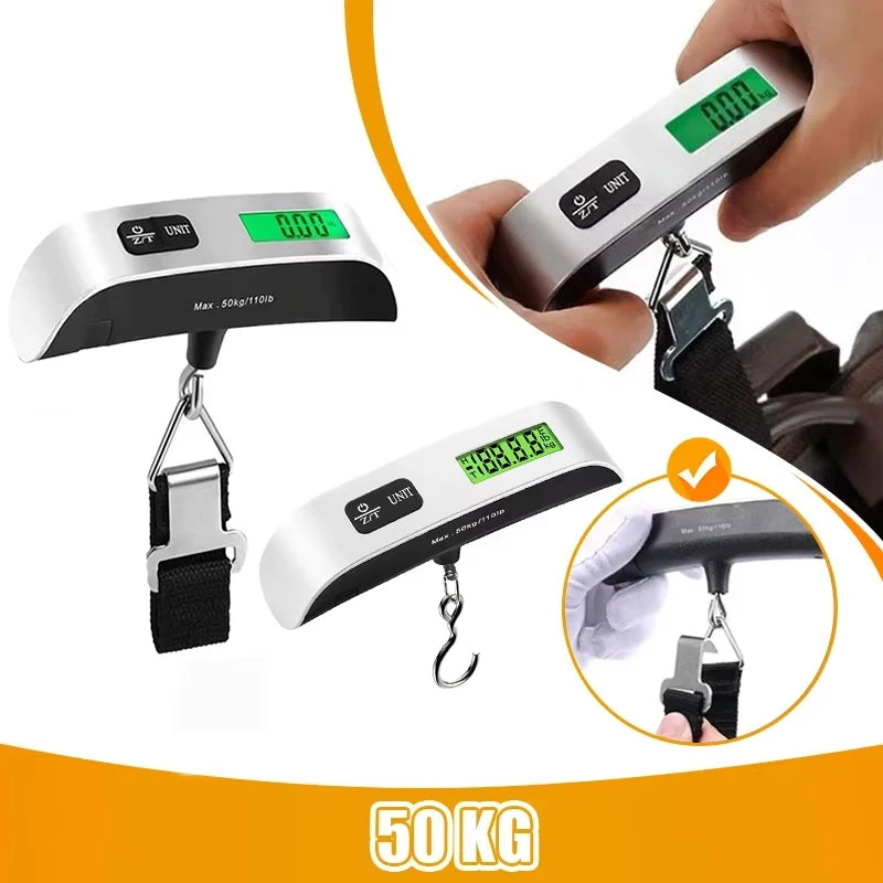 ABX Portable High Precision Scale Digital LCD Display Suitcase Travel Bag Hanging Steelyard Hook Balance Scale Tools 110lb/50kg