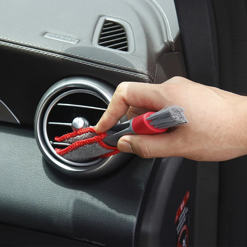 2PCS Car Air Vent Brush Double head Brushes Conditioner Vent Brush Microfibre Car Grille Dashboard Interior Car Cleaning Tools