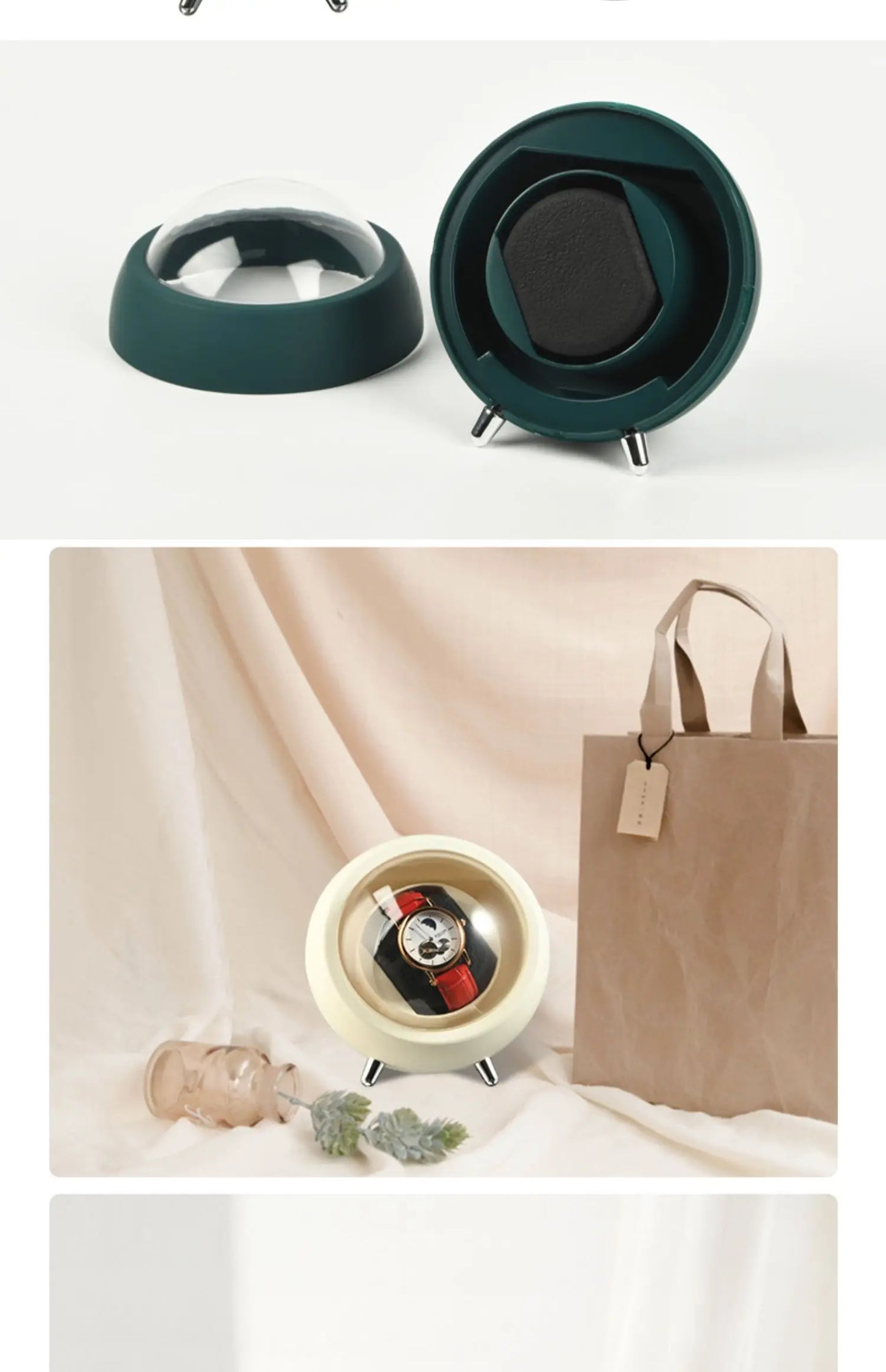 IBBETON Single Watch Winder for Automatic Watches Storage Box Automatic Winder Use USB Cable / with Battery Mabuchi Mute Motro