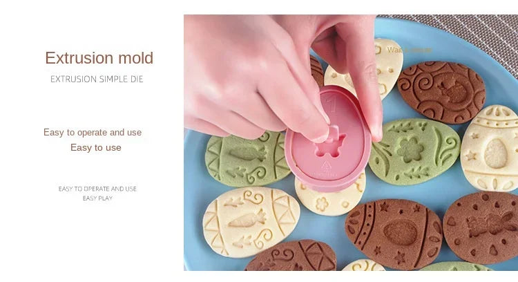 8/9Pcs DIY Easter Sauce Sandwich Biscuit Mold Cartoon Bunny Egg Cookie Cutters 3D Baking Cookie Mold Stamp Cake Decorating Tools