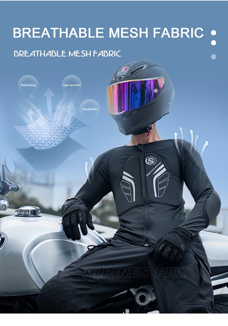 Summer Breathable Motorcycle Jacket Armor Men Moto Protection Motorbike Motocross Racing Soft Jackets Full Body Protective Gear