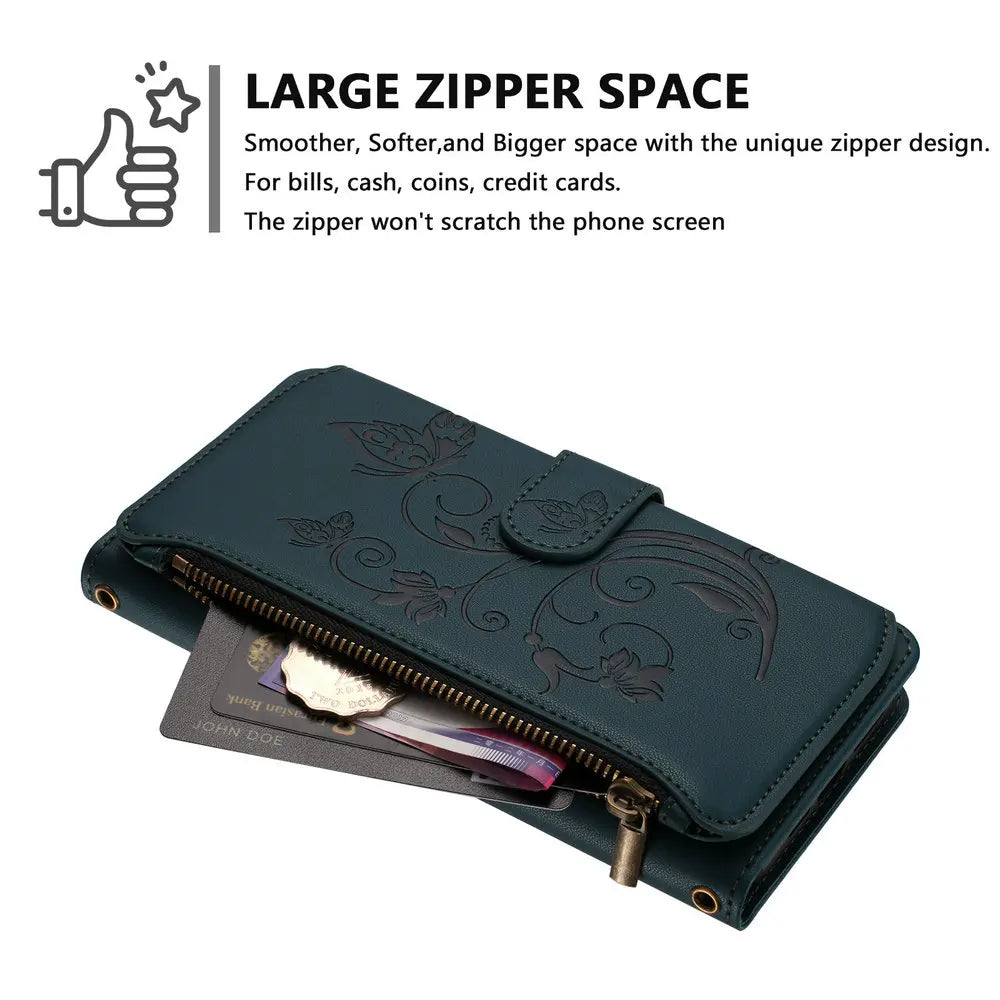 For Tecno Camon 50 Pro 2026 Edmboss Floral Zipper Leather Wallet Case for Tecno Camon 40 Premier Case Camon 50 40 Pro Funda