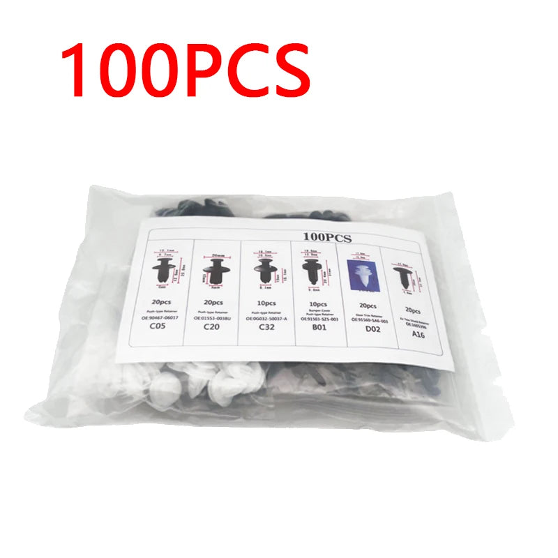 50/100/190 Pcs Bumper Clips Auto Buckle Parts Kit Multiple Style Plastic Retainer Fasteners Clip Car Body Push Rivets