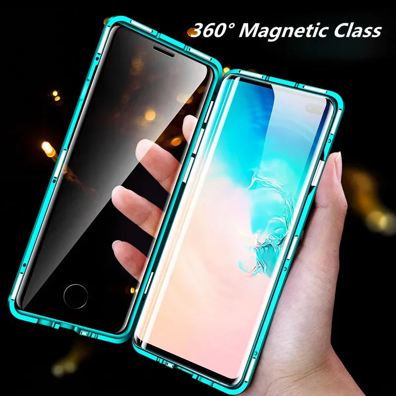 New 360 Protect Magnetic Case For Samsung Galaxy S24 S25 Ultra S23 S22 S21 S20 S23 FE S9 S10 Note 8 9 20 A72 Sided Glass Back