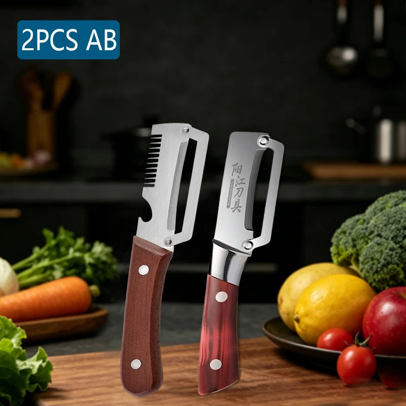 WXCOO MultiFunction Peeler Kitchen Stainless Steel Vegetable Peeler Fruit Knife 2-in-1 Bottle Opener Kitchen-Specific Peeler