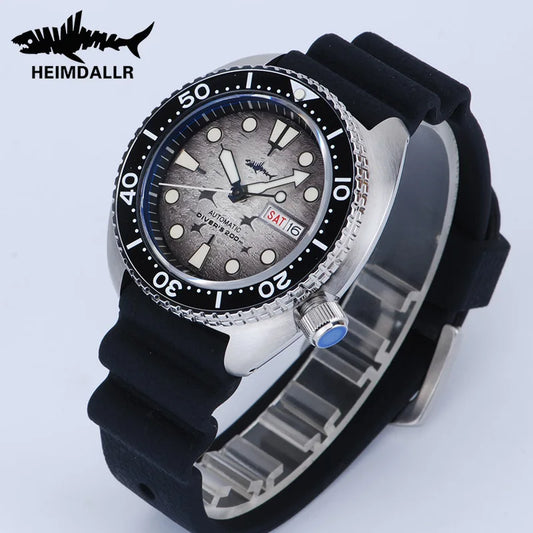 HEIMDALLR Turtle King Mens Diver Mechanica Watch Sapphire 200m Water Resistant  316L Steel C3 BGW9 Luminous NH36 Automatic Watch