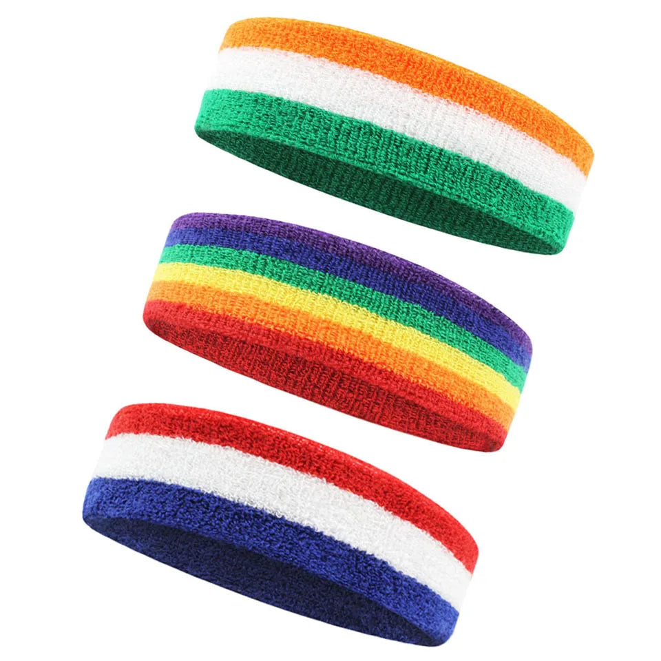 AOLIKES 3PCS Sweatbands Sports Headband - Moisture Wicking Athletic Cotton Terry Cloth Sweatband for Tennis, Basketball, Running