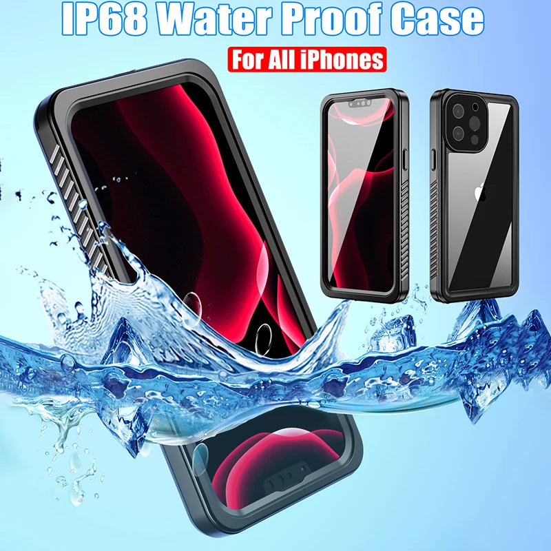 IP68 Waterproof For IPhone 16 15 14 13 12 11 Pro Max XS Max XR SE 78 Case RedPepper Cover Diving Underwater Swim Outdoor Sports