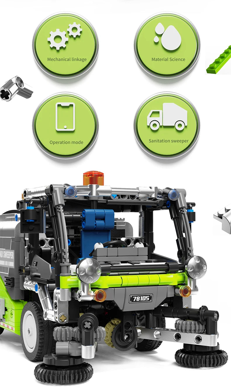 899PCS City Construction Sweeper Tractor Building Block Kits Mech Construction Vehicles Set Toys for Adults and Boys Girls