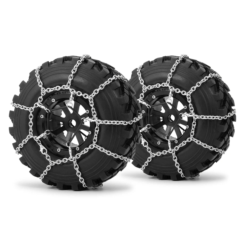 MIBIDAO 2/4pcs Metal Wheel Tires Snow Chain Anti Skid Safety Snow Chain for 1/10 RC Rock Crawler TRX4 TRX6 Axial SCX10 90046 D90