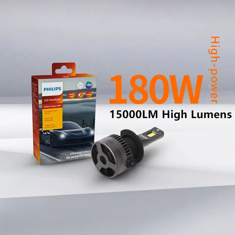Philips Ultinon Rally 3590 LED H4 H7 H11 HB3 HB4 HIR2 180W Power Bright Car Headlight 6500K White Max  Lumen Watt LED Bulbs