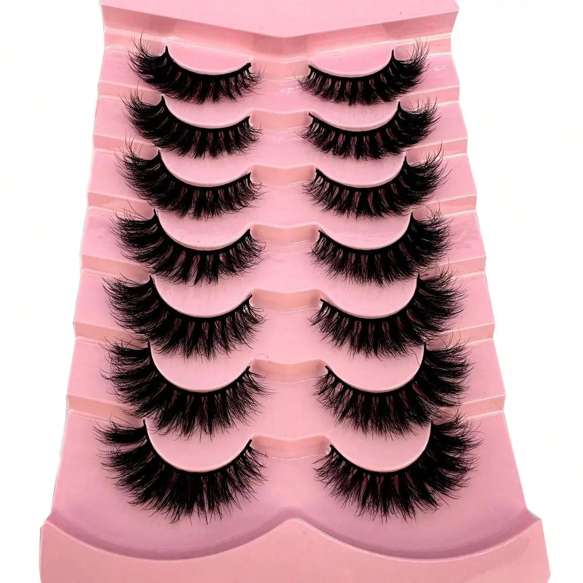 New 7Pairs Lashes 3D False Eyelashes 5D Fluffy Faux Mink Lashes Cat EyeLashes Reusable Volume Mink Eyelashes Extention Makeup