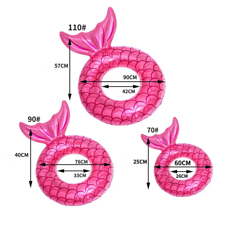 Rooxin Inflatable Swimming Ring Mermaid With Backrest Pool Floaters for Adult Teens Water Play Tube Swimming Mattress Pool Toys