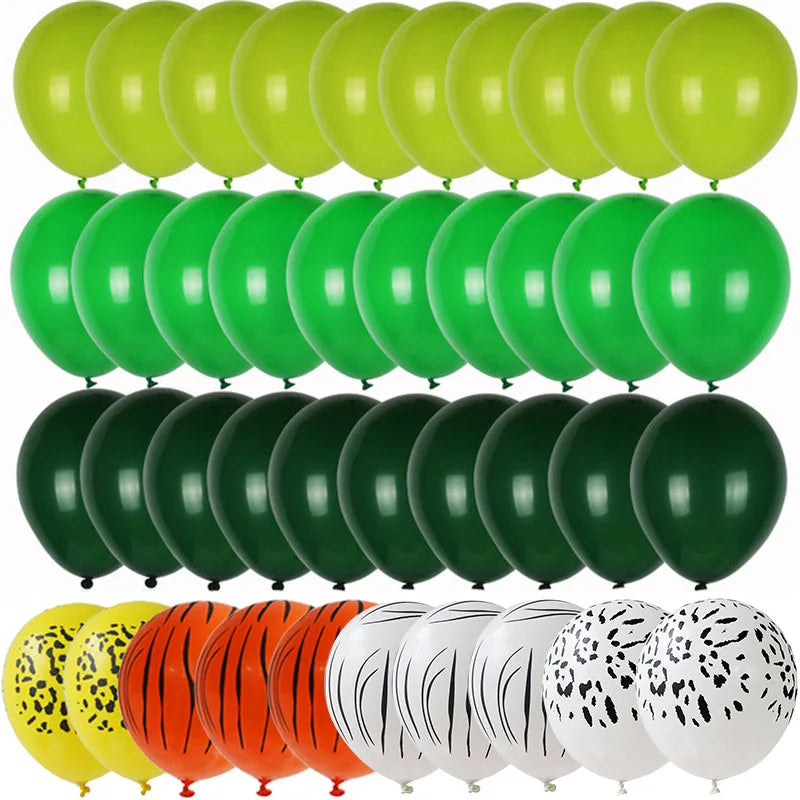 40pcs Retro Dark Green Balloons Set Confetti Balloon Jungle Safari Animal Birthday Party Decorations Kids Boy Baby Shower Favors