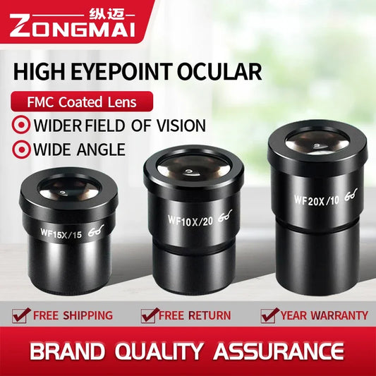 WF10X WF15X WF20X High eye point wide-angle  eyepiece for binocular triocular stereo microscope 30MM mounting interface