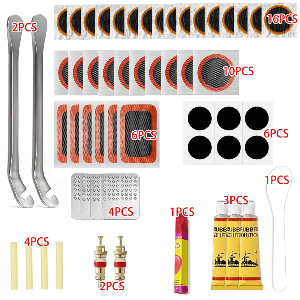 Bike Tire Repair Kit Patches Tire Flim Grinding Film Crowbar Multifunctional Tools Cycling Tire Patch Bicycle Repair Puncture