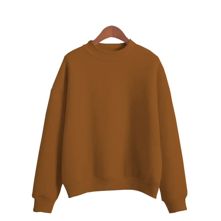 Woman Sweatshirts 2025 Sweet Korean O-neck Knitted Pullovers Thick Autumn Winter Candy Color Loose Hoodies Solid Womens Clothing