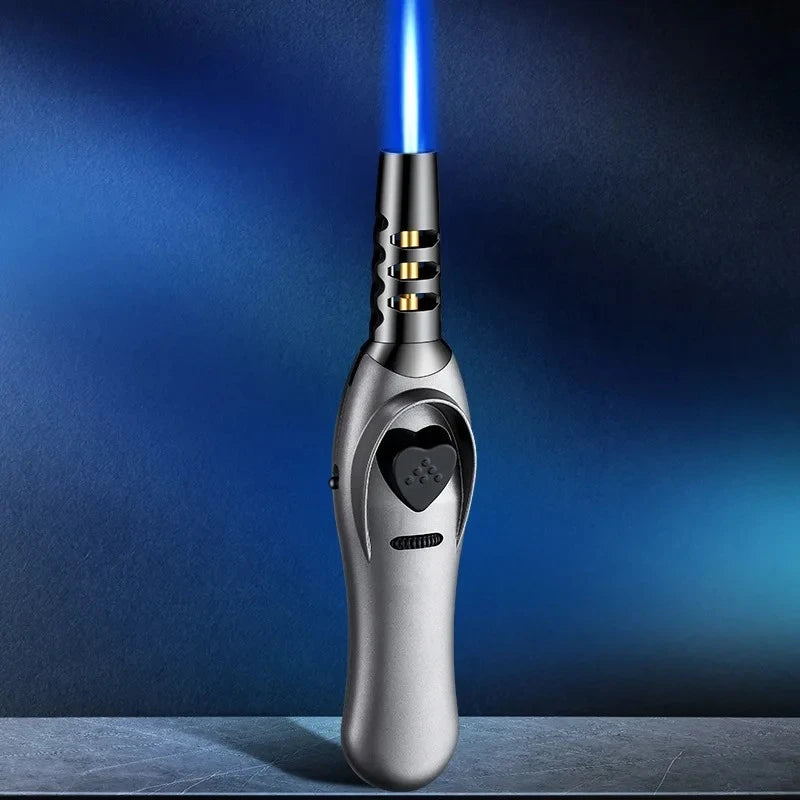 Triple Burner High Power Spray Gun Lighter Windproof Flame Refillable Butane Gas Moxibustion Cigar Outdoor BBQ Kitchen Igniter