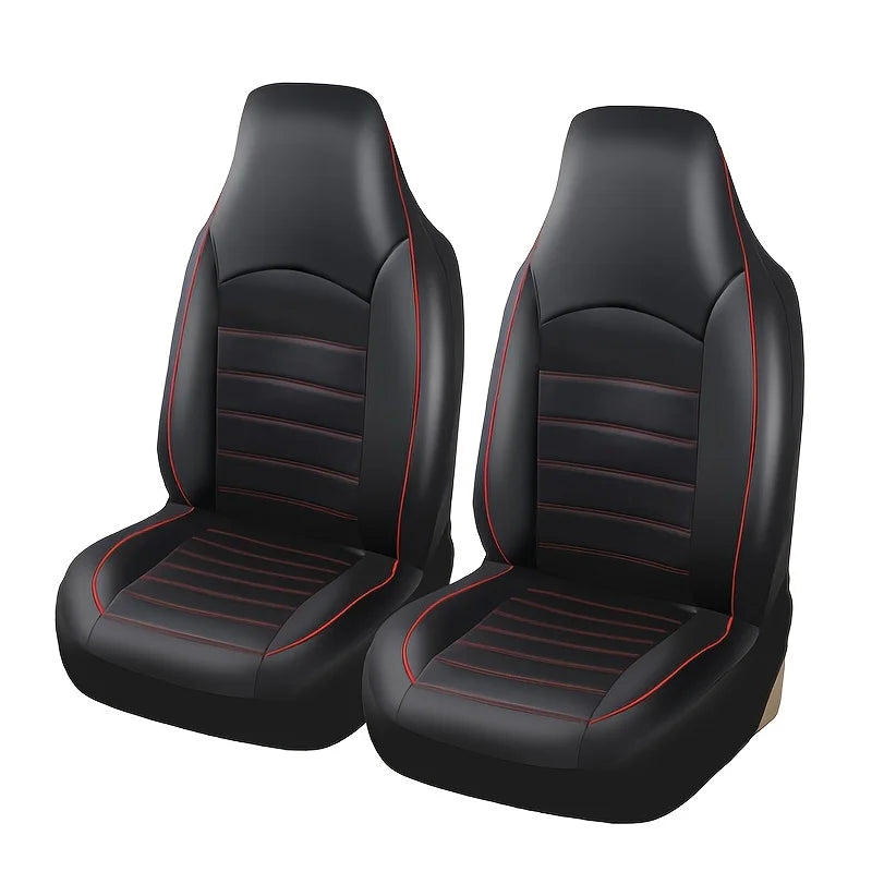 2 Front Universal PU Leather Car Seat Covers High Back Bucket Seat Cover Set for Most Cars, Trucks, SUVs and Van