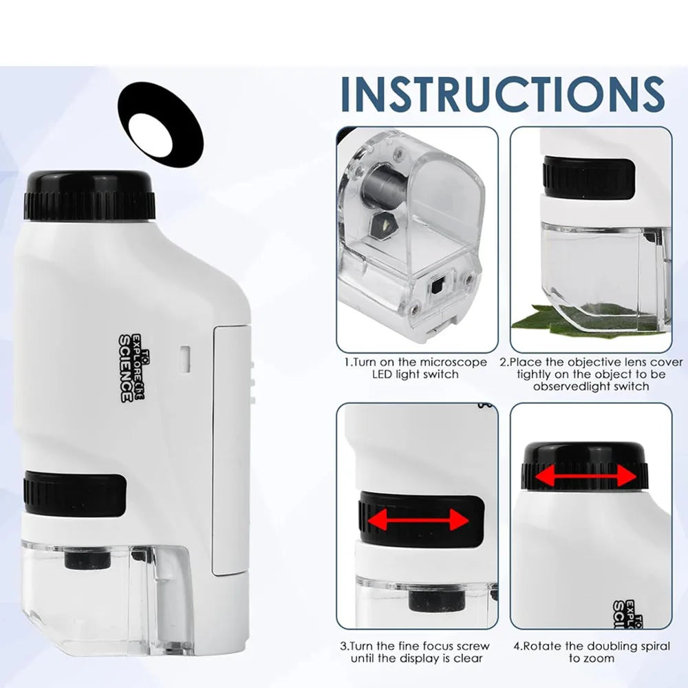 Portable 60X-120X Optical Microscope With LED Light Birthday Gift For Primary And Secondary School Students