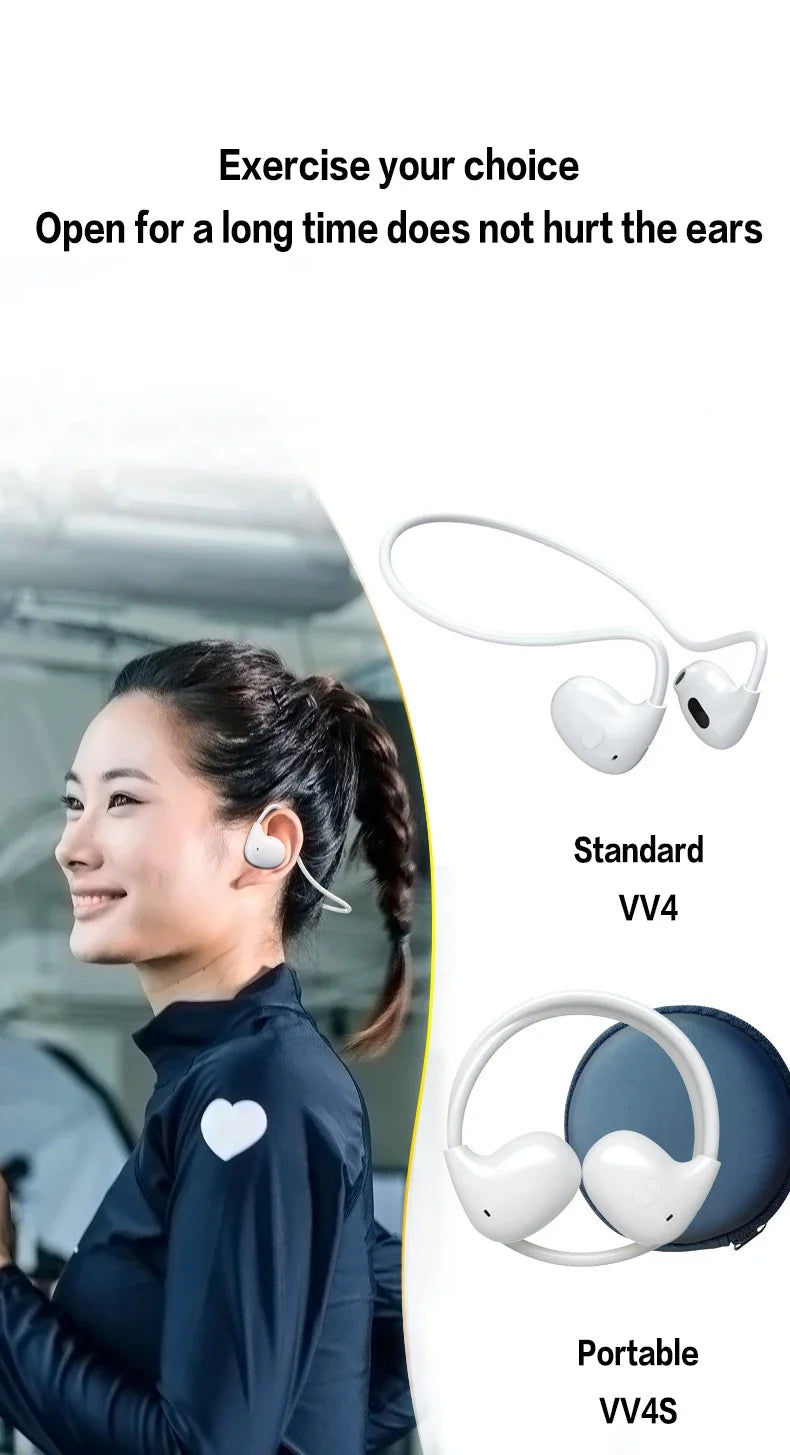 Wireless Bluetooth 5.3 Headphones Air-Conduction Waterproof Headset Stereo Over-Ear Sports Earphones Earbuds with Mic