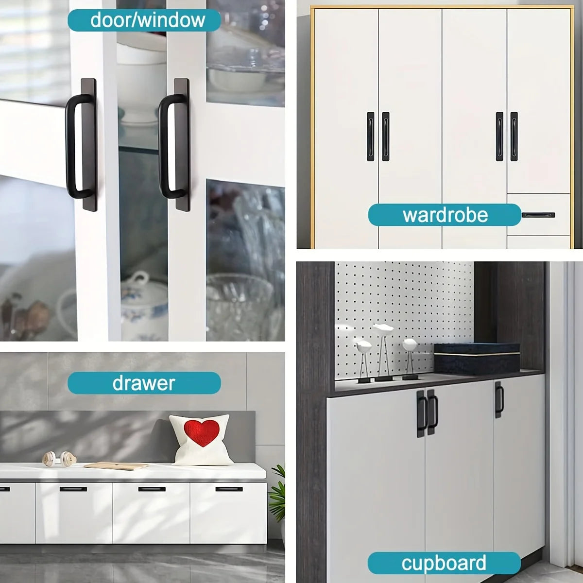 Self-Stick Instant Cabinet Drawer Handles Pulls - 5.8 inch Stainless Steel Adhesive Door Handles, No Drilling Design