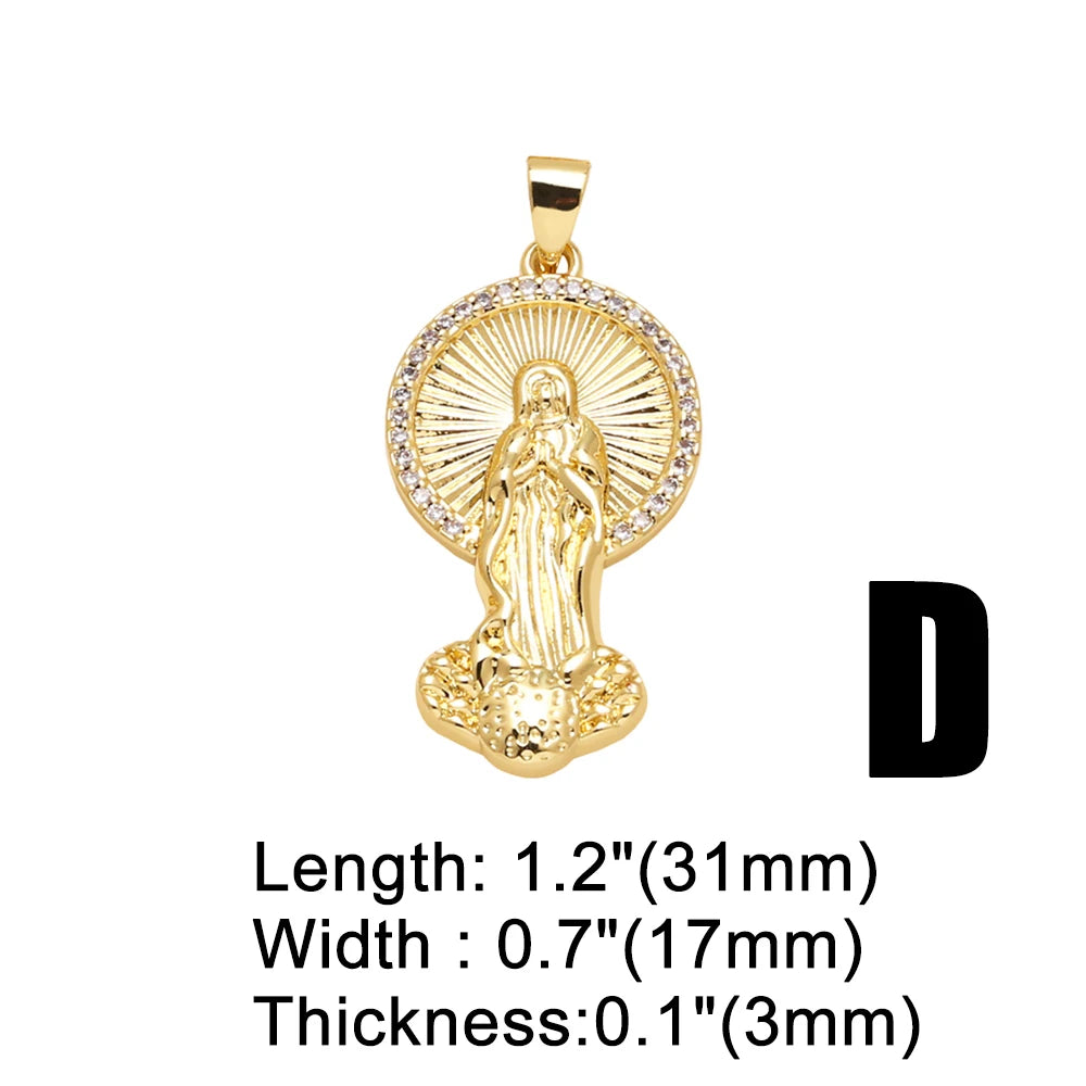 OCESRIO White Crystal Big Cross Pendant for Necklace Copper Gold Plated Jesus Beads Crucifix Jewelry Making Supplies pdta698