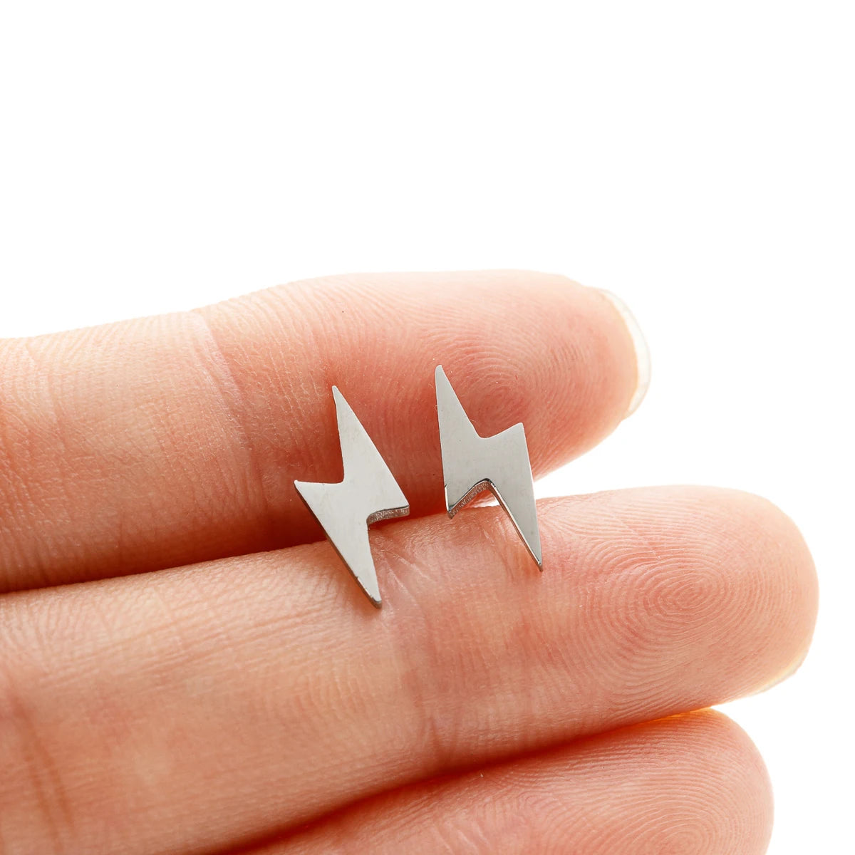 1Pair Stainless Steel Lightning Bolt Earrings Punk Thunder Earring for Men Women Daily Jewelry