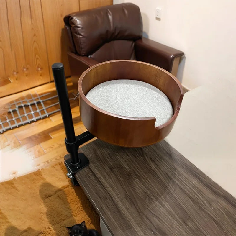 Desktop Floating Cat Bed and Furniture Office Desk Circular Cat Hammock Sofa Height Adjustable Cats Accessories Supplies