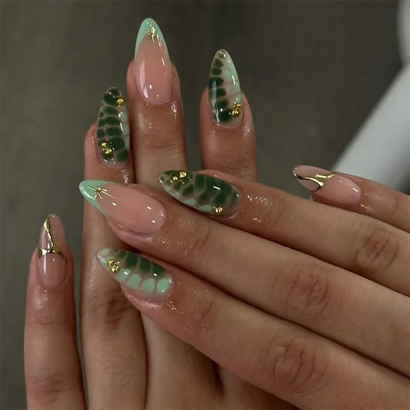 24pcs Black Cat's Eye Press on Nails Finished Ins Wearable False Nail Sets Love Design Stick on Nails Stilettos Fake Nail Tips