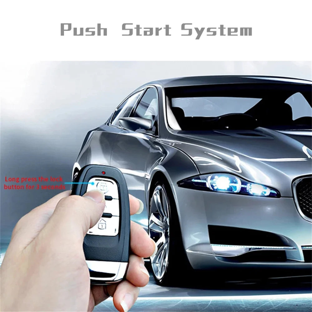 Car Alarm Remote Control PKE Car Keyless Entry Engine Start Alarm System Push Button Remote Starter Stop for 12V Cars Autostart