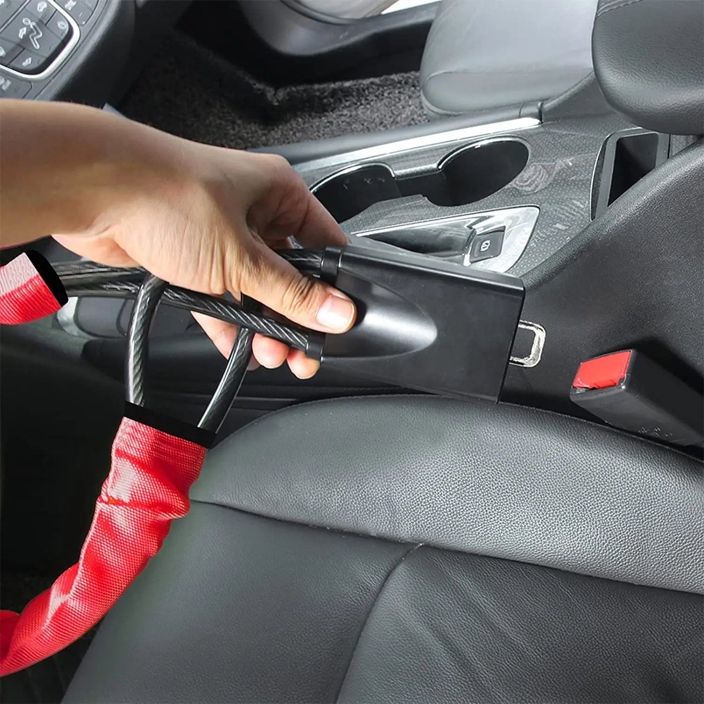 Car Steering Wheel Steel LockSeat Belt Anti-theft Lock with 2 KeysAnti-theft device easy to installFits most cars SUVs