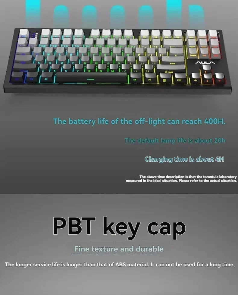 AULA S87Pro Gaming Mechanical Keyboard Wireless Bluetooth Keyboard Tri-mode RGB Hot Swappable Customized Games Accessories