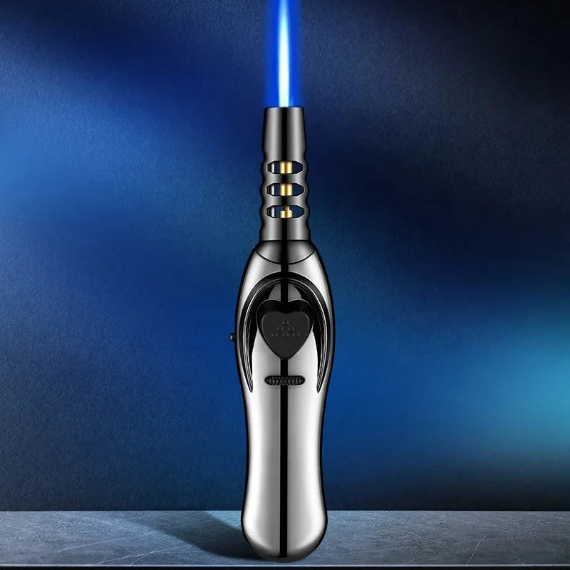 Triple Burner High Power Spray Gun Lighter Windproof Flame Refillable Butane Gas Moxibustion Cigar Outdoor BBQ Kitchen Igniter