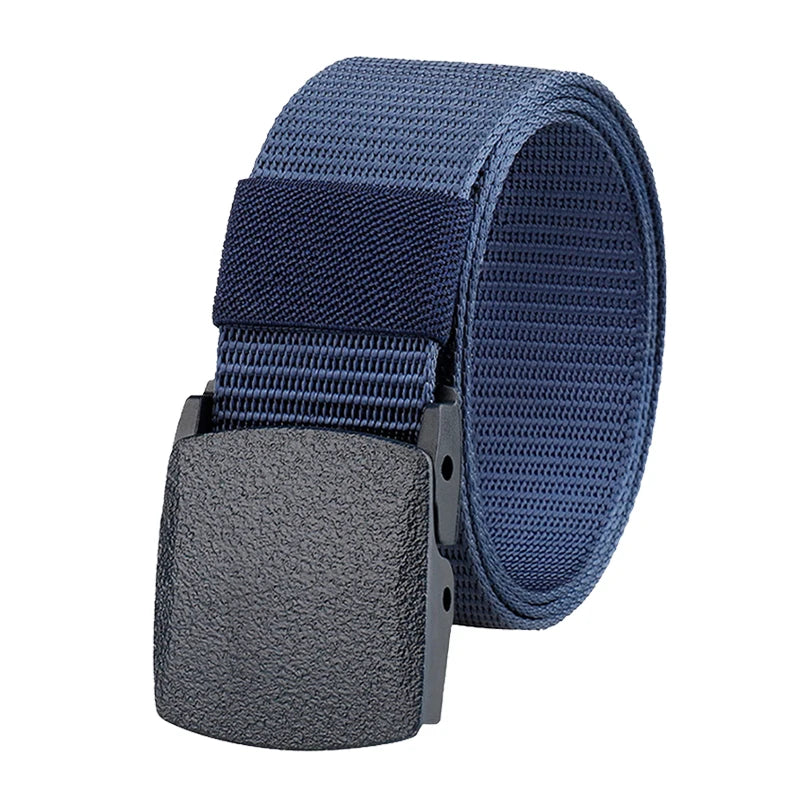 Metal Free Nylon Belt, MEN'S Tactical Woven Plastic Buckle Belt, Outdoor Versatile Perforated Canvas Nylon Belt