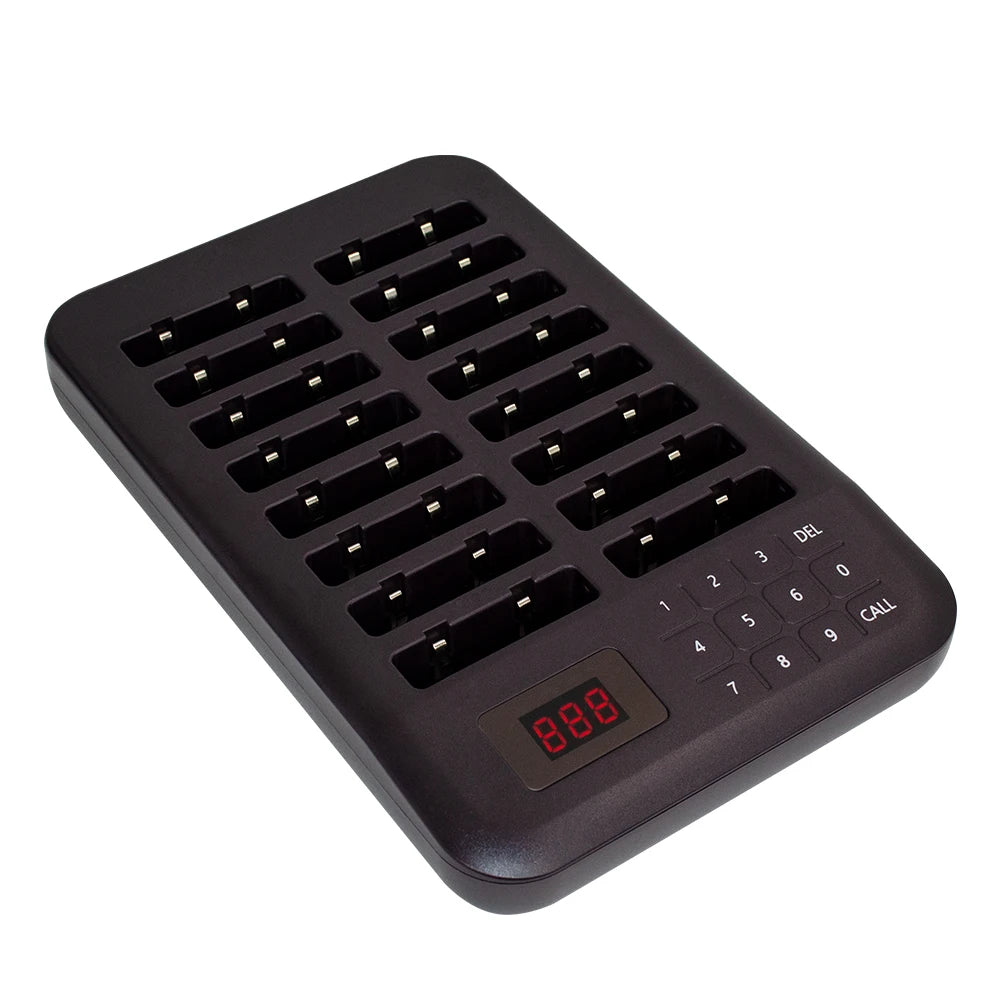Wireless Calling System Buzzer Restaurant 16 Pager Receiver Vibration 4 Modes With 1 Keypad Transmitter Guest Paging Coaster