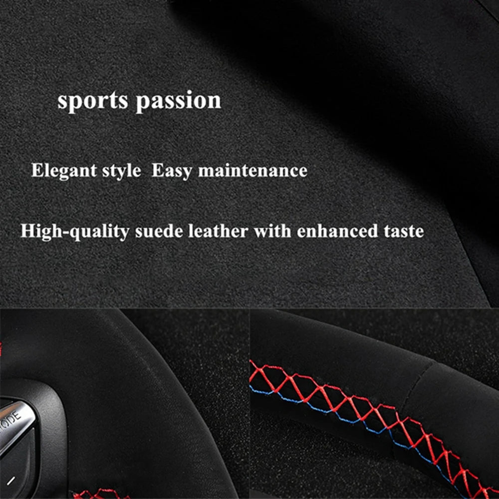 Car Steering Wheel Cover DIY Black Genuine Leather Suede For Mercedes Benz C200 C250 C300 Sport CLA220 B250 B260 A200 A250