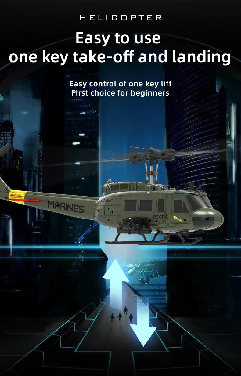 2.4G Hot UH-1 Huey 2.4G remote control helicopter six-channel six-axis gyroscope one-button inverted aerobatic helicopter model