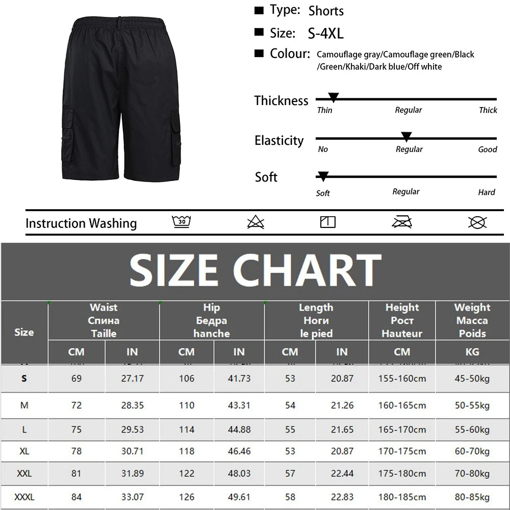 Men's Cargo Shorts Big Size Sports Knee Shorts Classic Short Pants Streetwear Straight Loose Work Casual Street Shorts