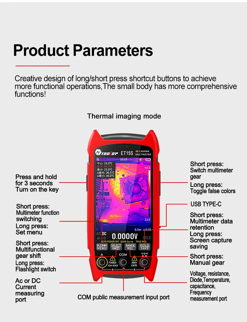 256*192 Industrial Thermal Camera 3.5Inch PCB Thermal Imager with 19999 Counts Multimeter Circuit Board Electrical Inspect