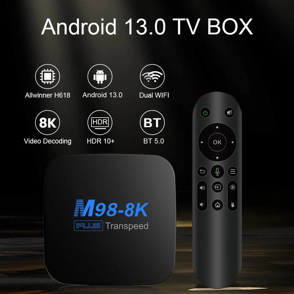 Transpeed ATV Android 13 TV Box Allwinner H618 With TV Apps BT5.0 Dual 100M Wifi Support 8K Video 3D Set Top Box