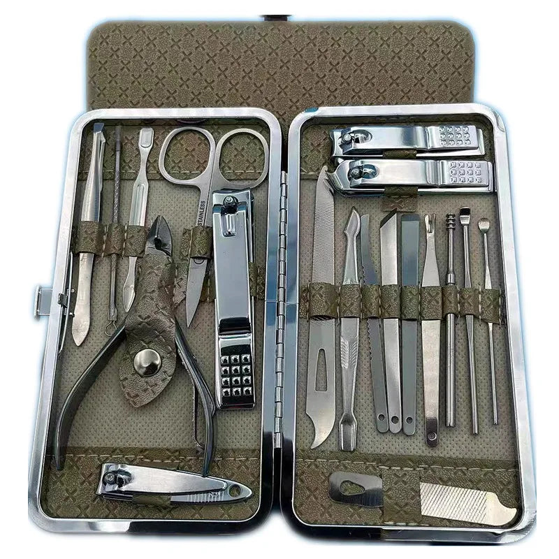 19pcs Stainless Steel Nail Scissor Set Full Set Nail Clippers Household Cuticle Nipper Manicure Tools Nail Clippers